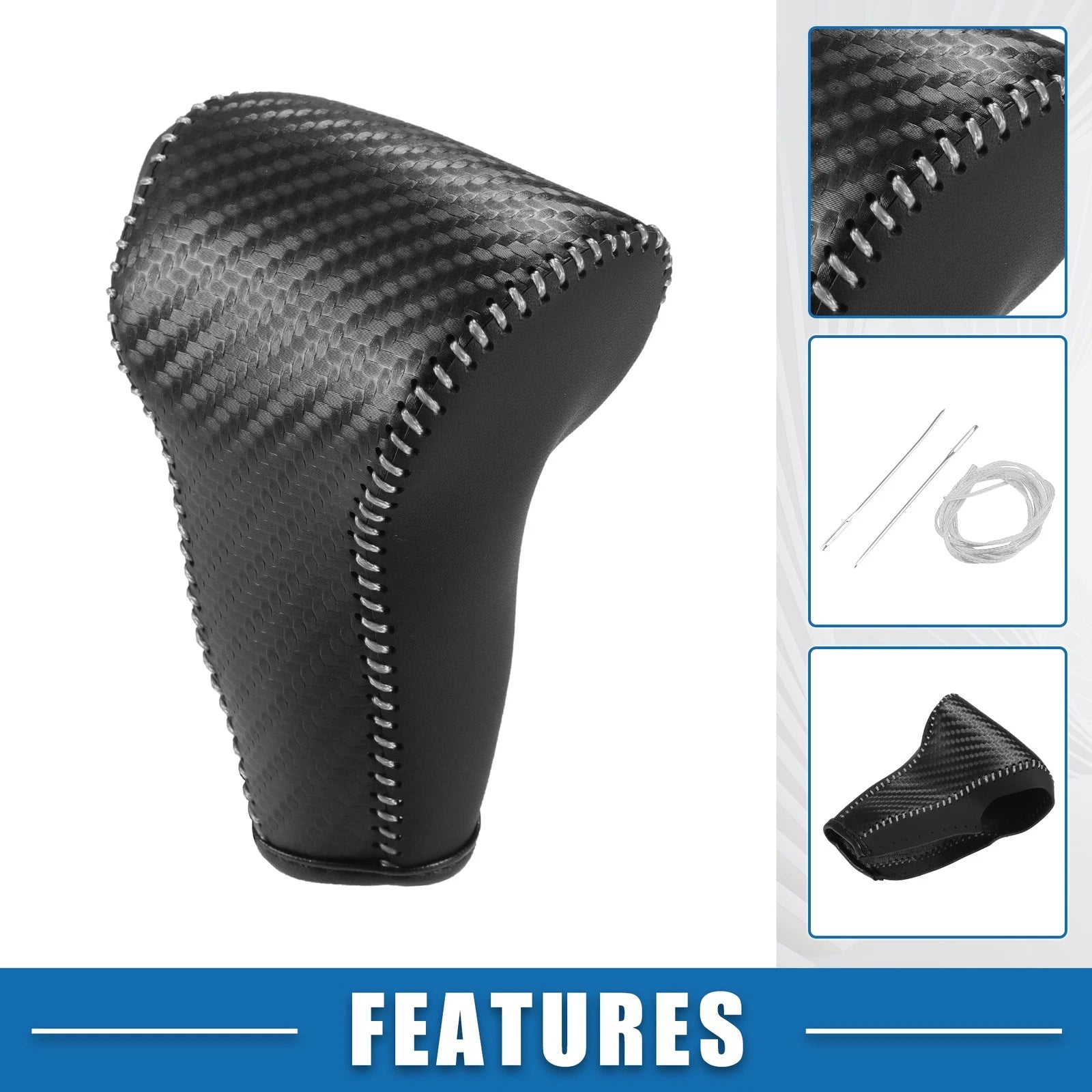 Gear Shifting Knob Cover for Honda CR-V (2017–2022) Black Gray Stitches