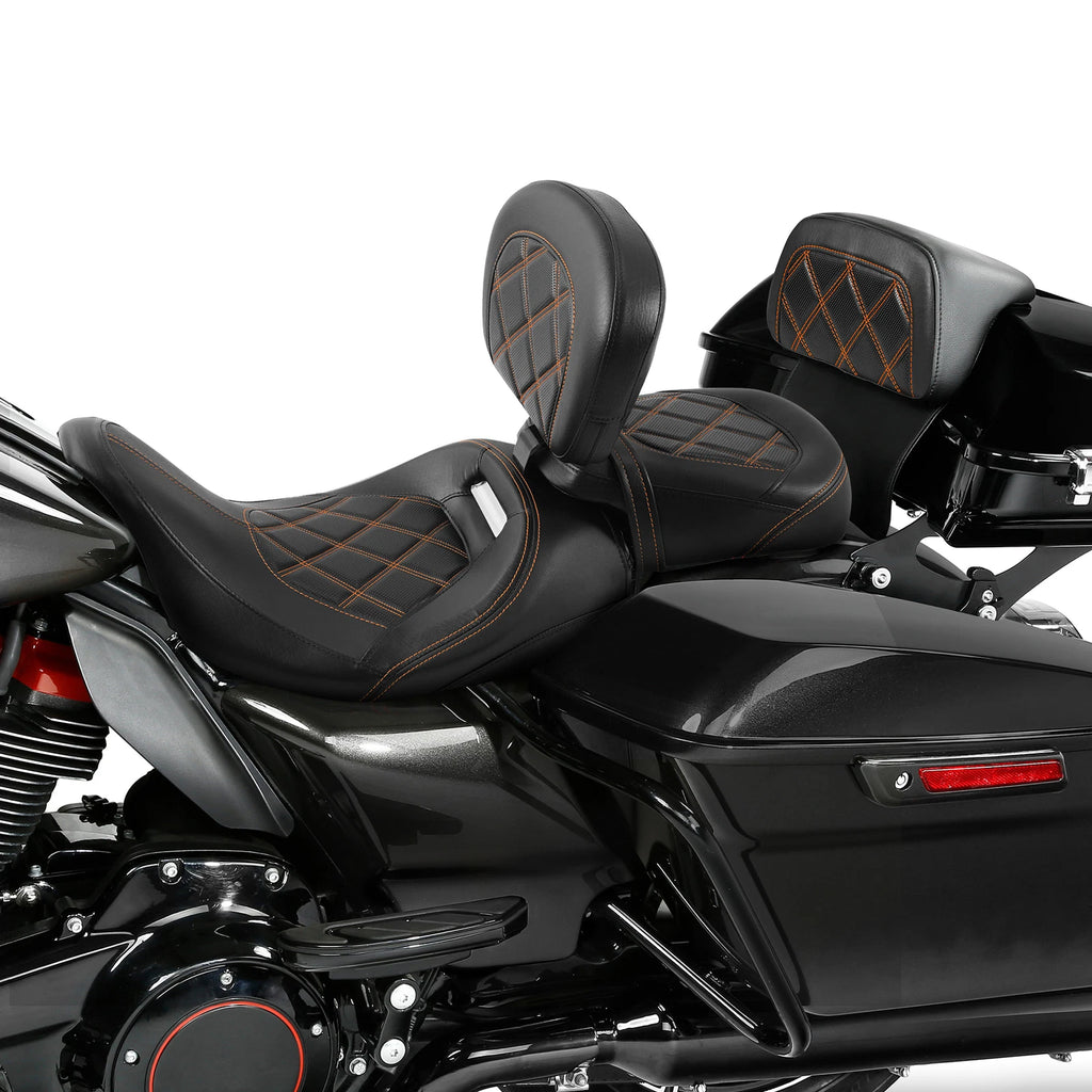Driver & Passenger Seats Backrest Pad for Harley Touring Models (2014–2023)