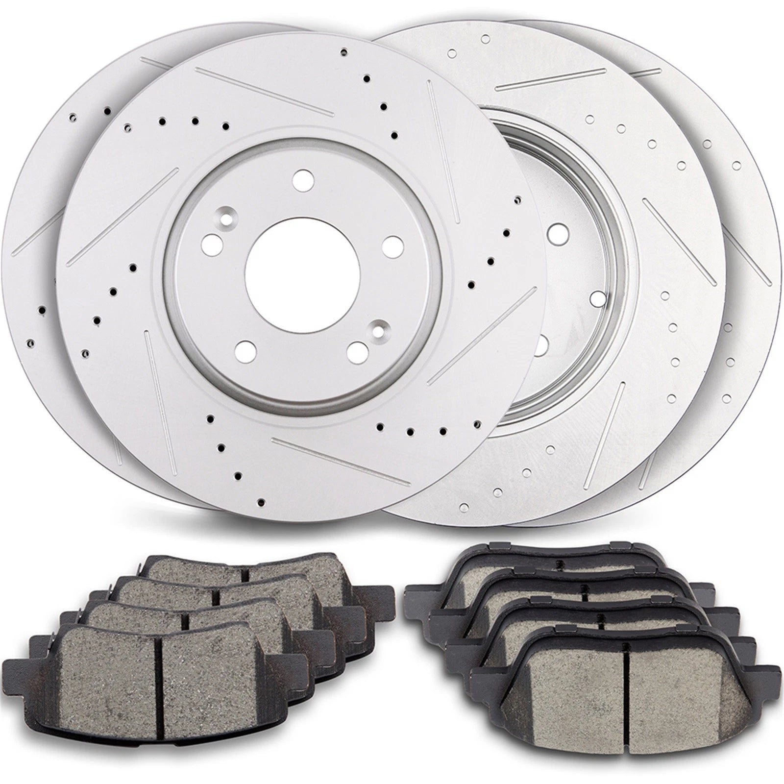 Set of 4 Disc Rotors and Brake Pads for Hyundai Sonata, Kia Optima
