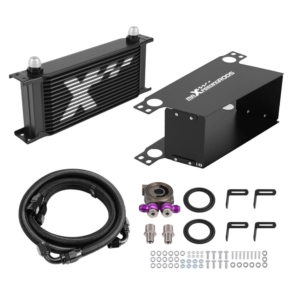 10AN Transmission Oil Cooler 16 Row with Filter Sandwich Adapter Kit