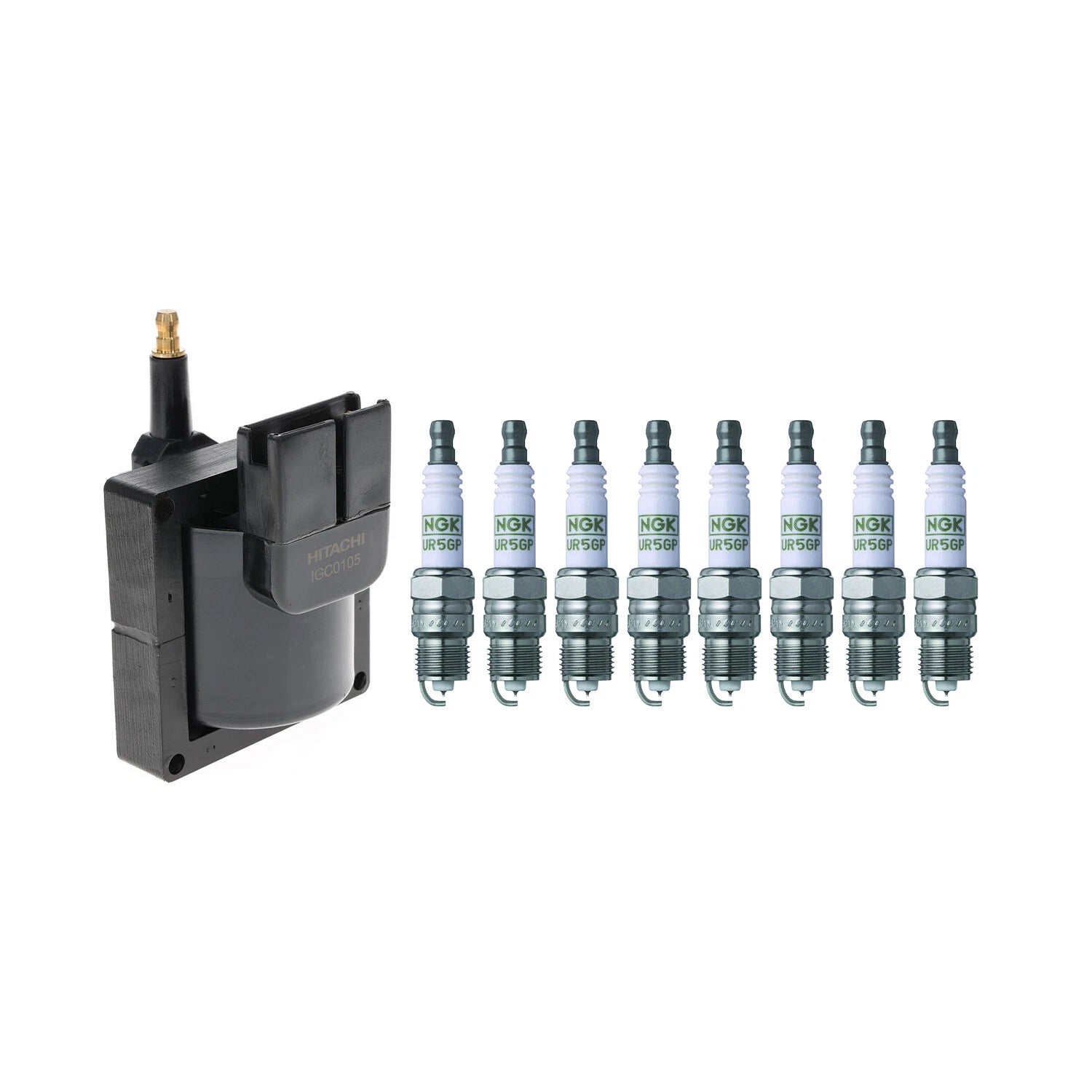 Set of 8 Hitachi Ignition Coils & NGK Platinum Spark Plugs for Bronco F-150 250 350