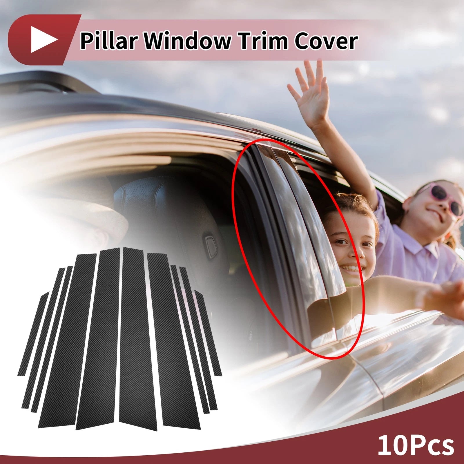 10 Pc Carbon Fiber Door Pillar Window Trim for Toyota Corolla Cross (2020–2022)