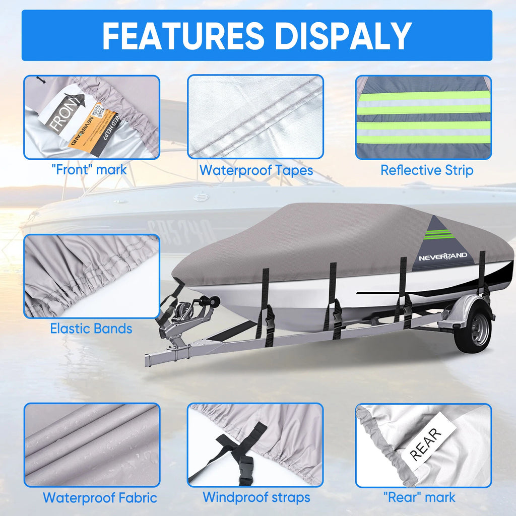 Pontoon Boat Cover for Neverland 14-24ft (Waterproof, UV, Heavy Duty)