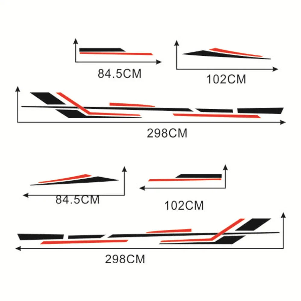Black Red Stripes Vinyl Decal Stickers for Camper RV Trailer