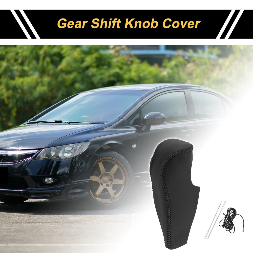 1 Pc Gear Shift Knob Cover for Honda Civic (2006–2011) Black Faux Leather