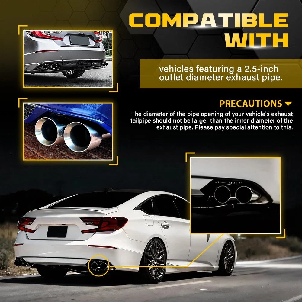 2X Exhaust Pipe Tip Cover for Honda Accord Touring (2018–2022) EXV