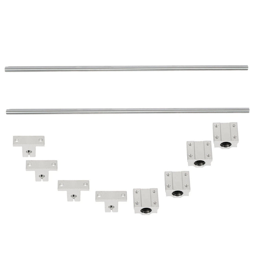Set of 2 Linear Motion Rail Shafts with Bearings and Rail Support