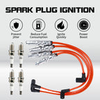 Set of 4 Spark Plugs + 4 Red Wires for VW Seat Beetle Golf Jetta (1998–2015) 06A905430AH