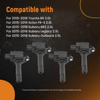 4X Ignition Coils Kit for Subaru Legacy Outback 2.5L (2015–2018) 22433AA700