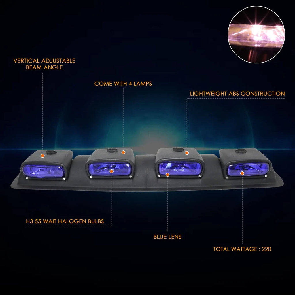 Set of 2 Off-Road Blue Lens Roof Top Mounted Fog Lights for Universal 4X4