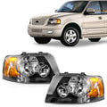Set of 2 Headlight Assemblies Black for Ford Expedition (2003–2006)