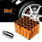 Set of 20 M12X1.25 Orange JDM Open End Conical Wheel Lug Nuts + Extension 20mm