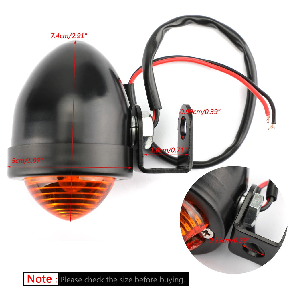 1x Universal Black Mini Turn Signal Light for Motorcycle (Vintage)