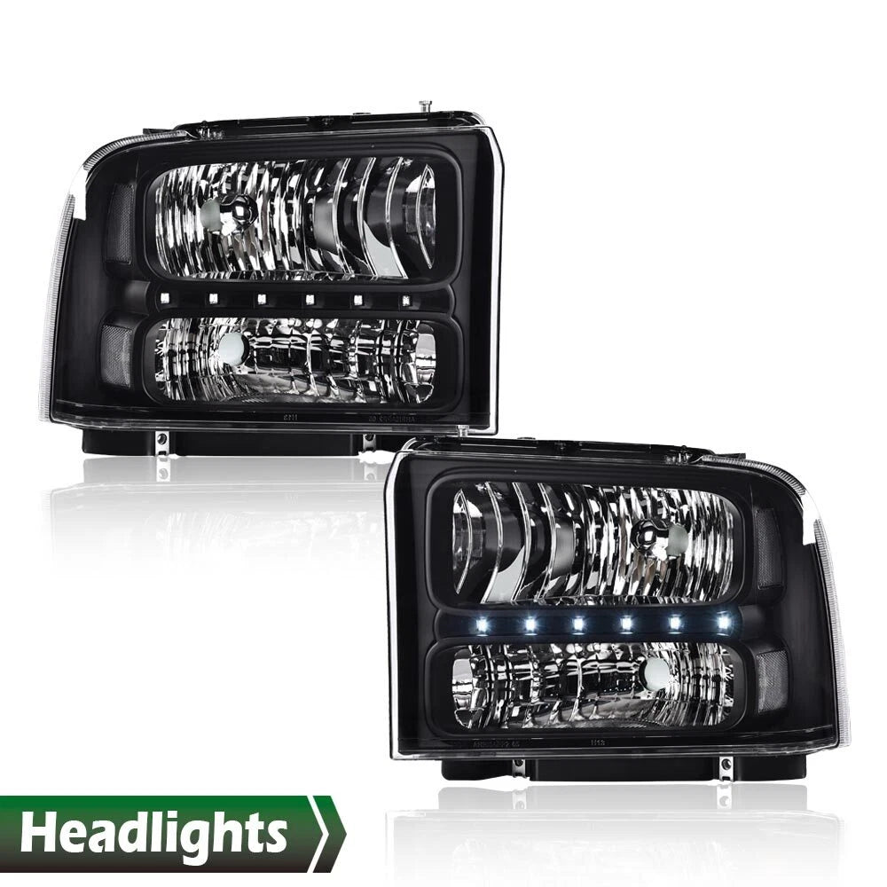 LED DRL Headlights for Ford F250 F350 F450 F550 Super Duty (2005–2007)