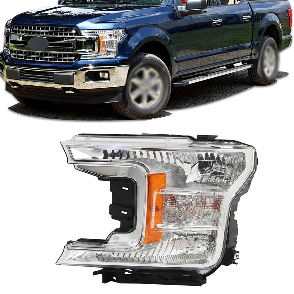 Halogen Headlight Assembly for Ford F150 (2018–2020) Left/Driver Side Chrome