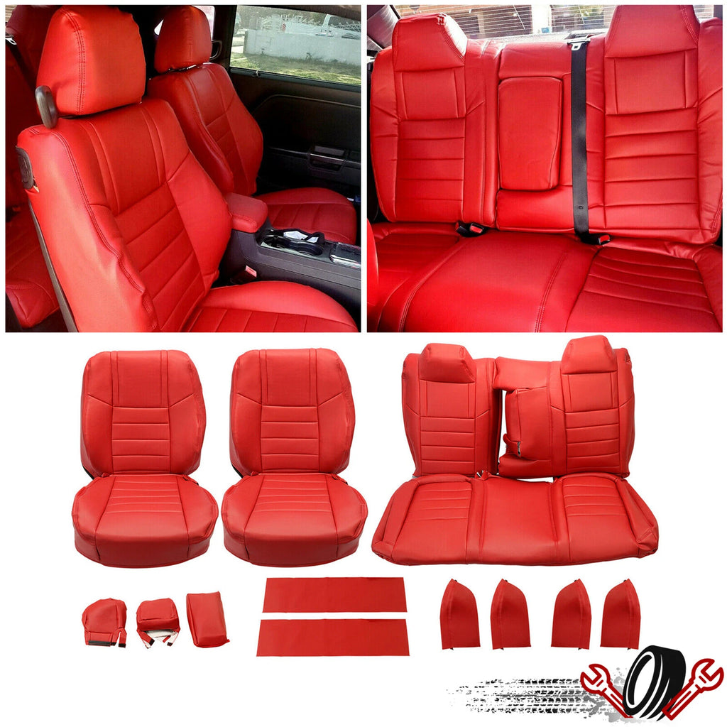 Set of 2 Red Seat Covers for Dodge Challenger (2011–2014)
