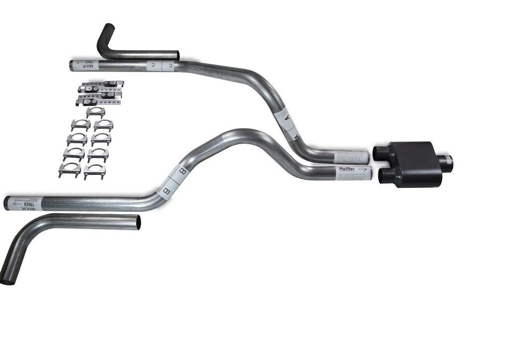 2.5" Dual Exhaust Kit for Dodge Dakota (1997–2005) - 1 Chamber Muffler, Side Exit