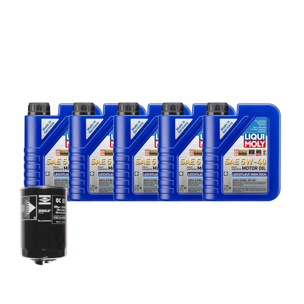 Oil Change Kit for Audi L4 1.8L (5L Liqui Moly Leichtlauf 5W40, Mahle)