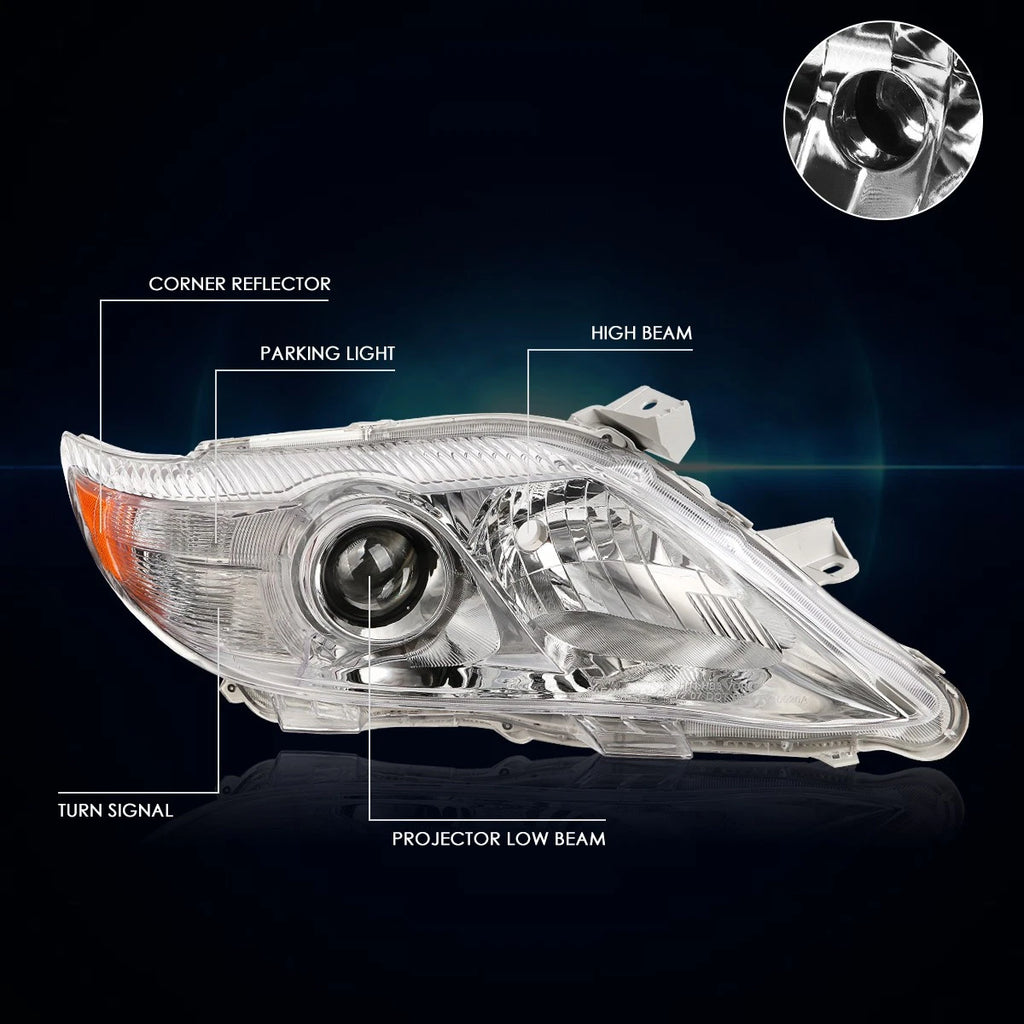Projector Headlight for Toyota Camry (2010–2011) Black Housing Clear Corner