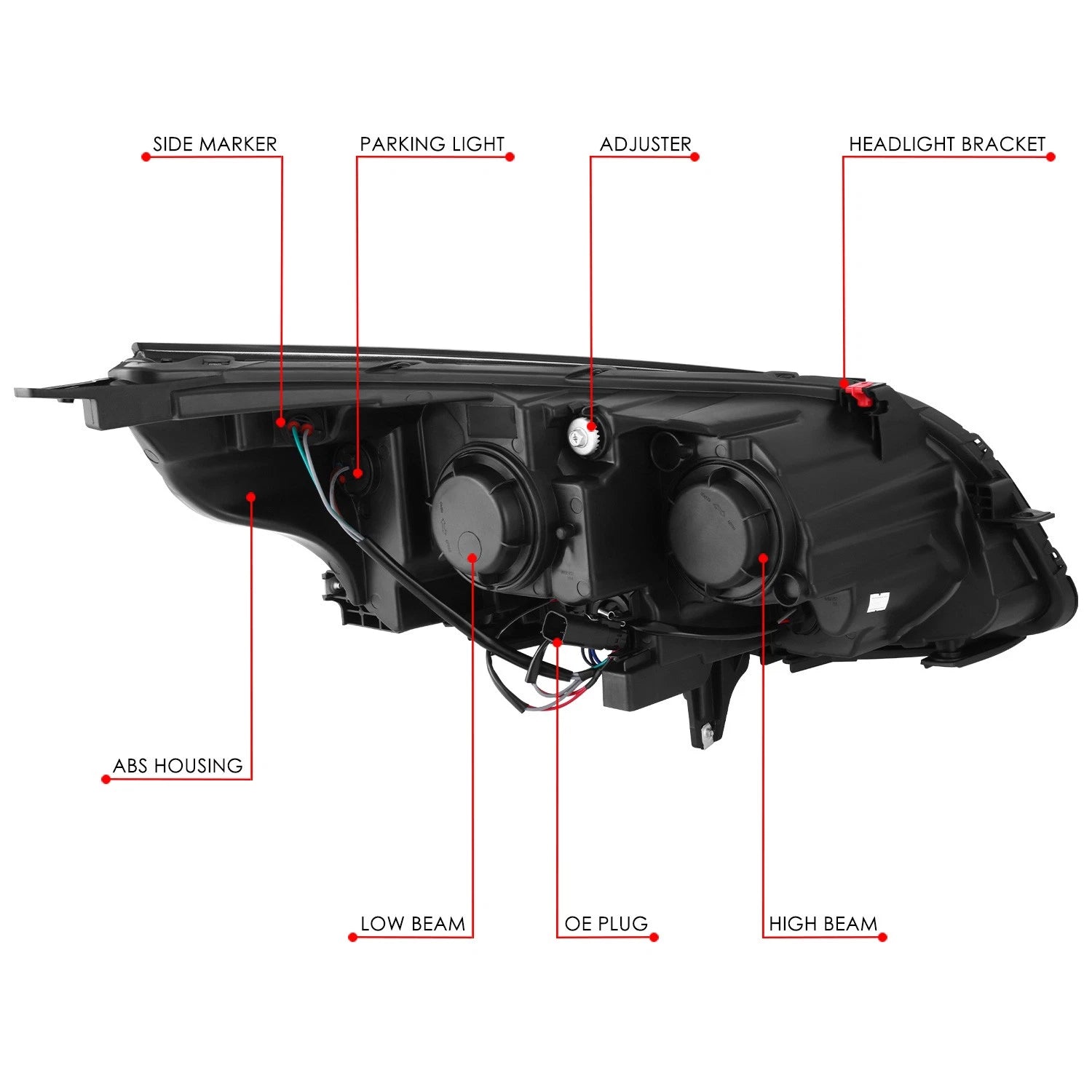 Driver Left Chrome Projector Halogen Headlight for Chevrolet Malibu (2013–2015)