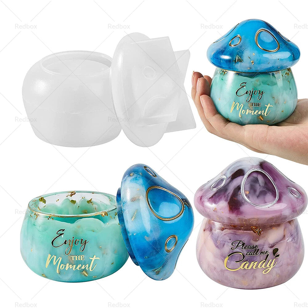 Mushroom Jars with Lid Silicone Epoxy Resin Mold Storage Box DIY