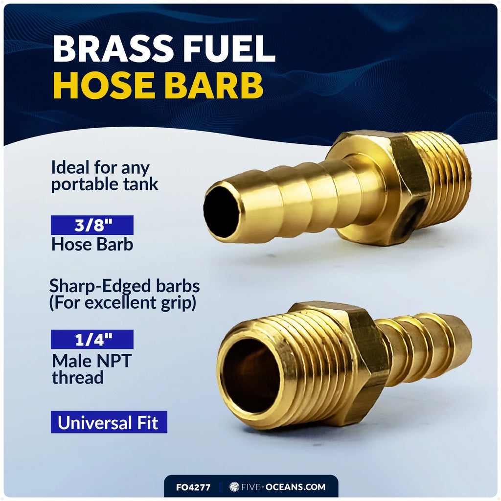 Fuel Hose Barb 1/4" NPT x 3/8" Hose for Marine (FO4277)