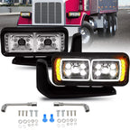 Full LED Dual Projector Headlights for Peterbilt 379 357 359 389 (YYYY–YYYY)