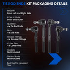 Set of 4 Front Inner Outer Tie Rod Ends for Ford F-150 Expedition Navigator