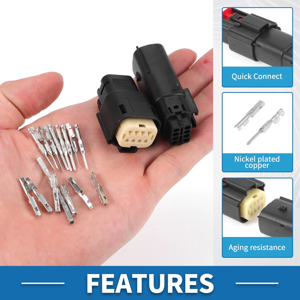 8 Pin Car Headlight Plugs Set for Buick Chevy  Aluminum Alloy Black Beige
