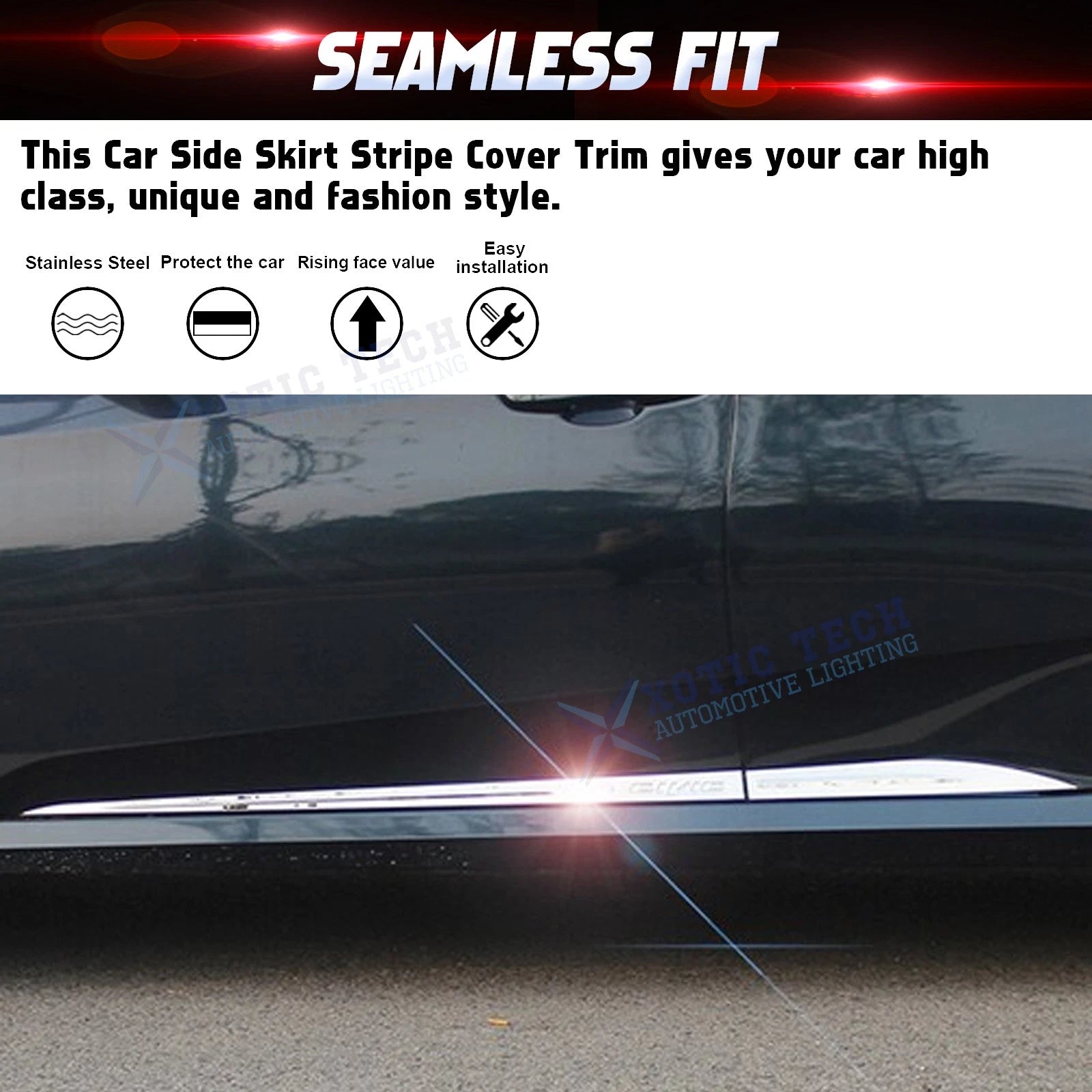 Side Door Skirt Stripe Panel Cover Trim Kit for Honda Civic (2016-2021)