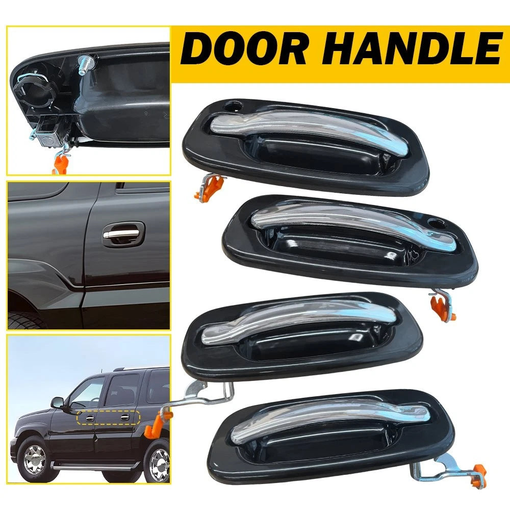Set of 4 Chrome Outer Door Handles w/Keyhole for Silverado Sierra (1999–2006)