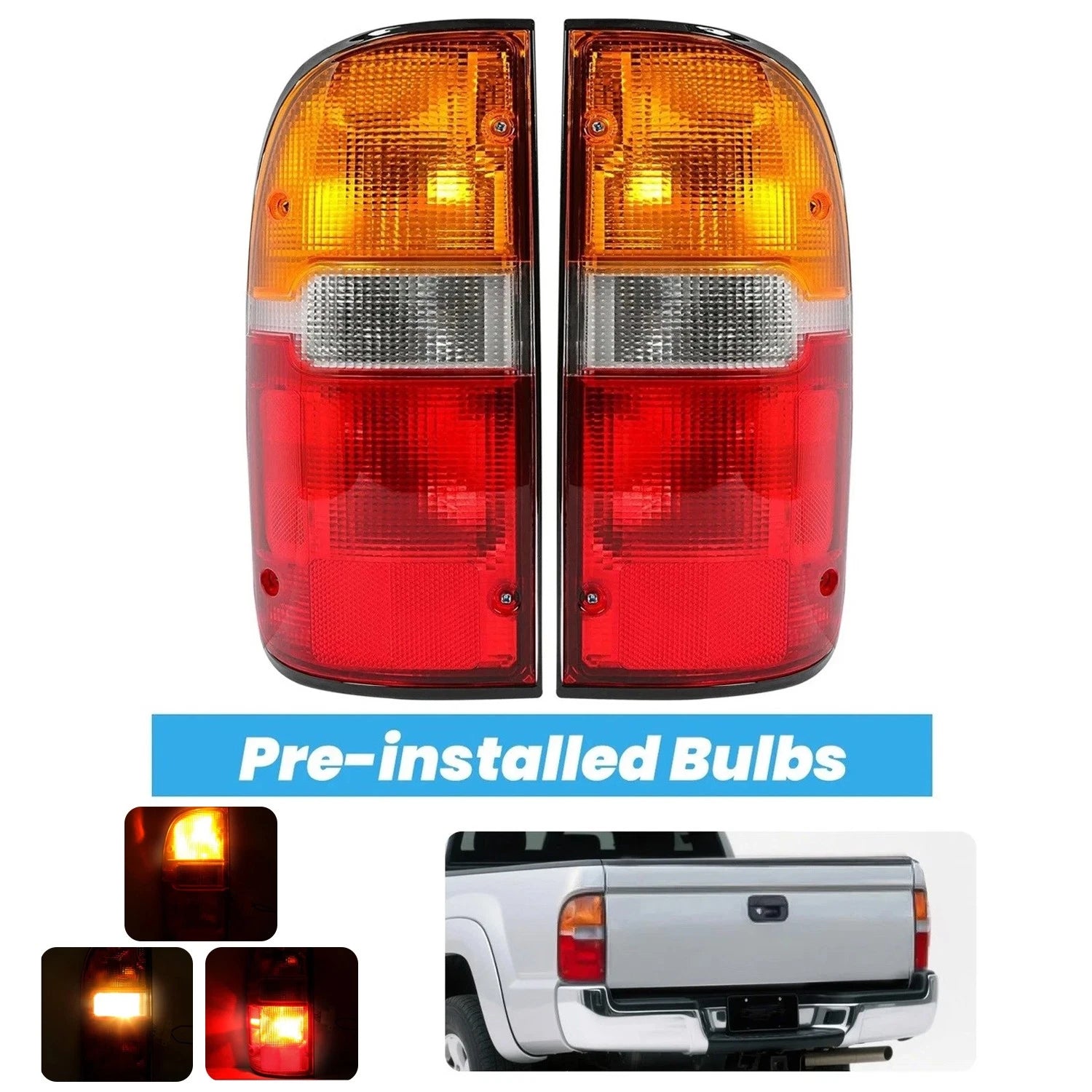 Tail Lights for Toyota Tacoma (1995–2000) with Bulbs