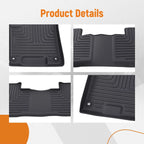 Set of 3-Row Floor Mats Liner for Honda Pilot (2016–2022) TPE Black