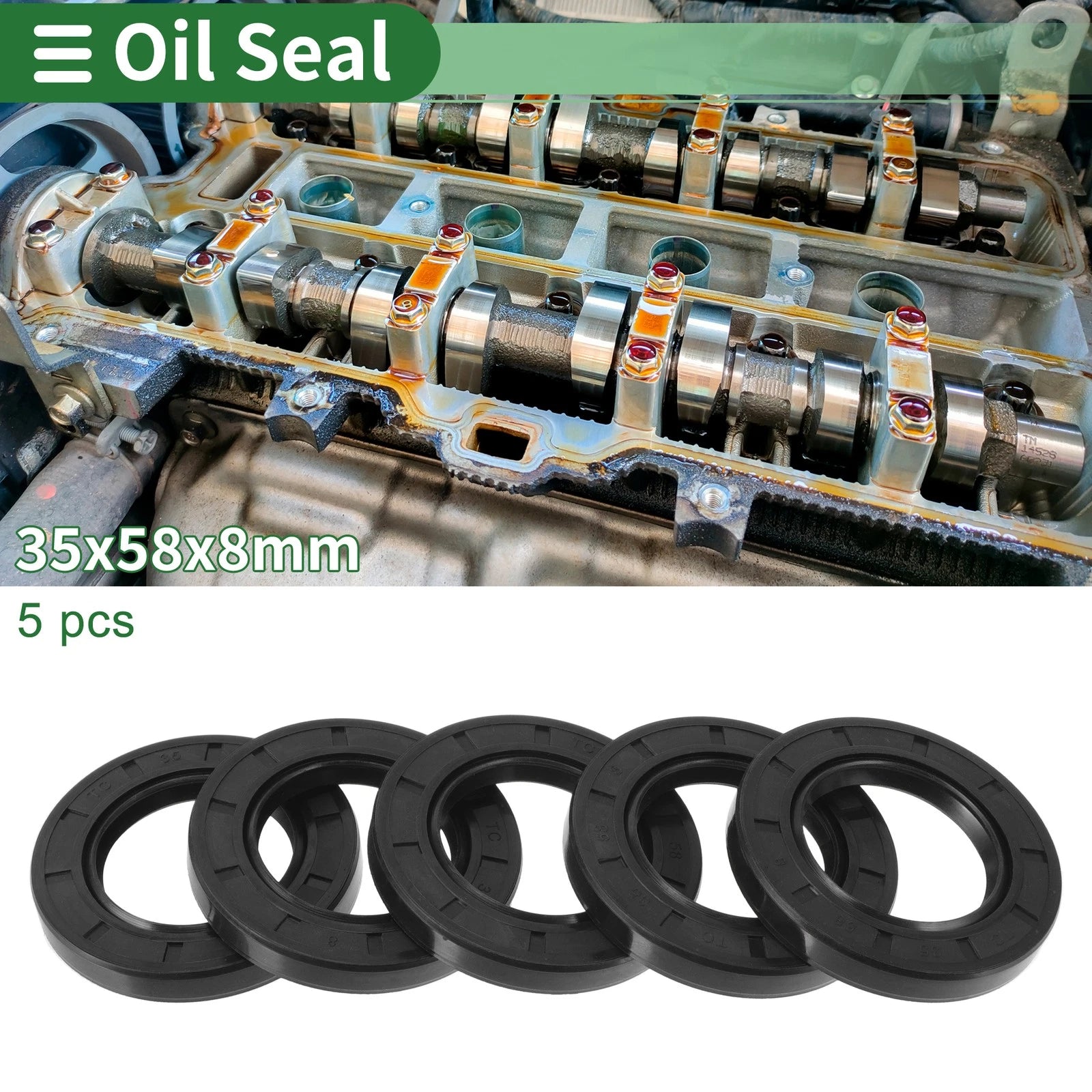 Set of 5 Oil Seal Rotary Shaft Seal NBR Rubber 35x58x8mm