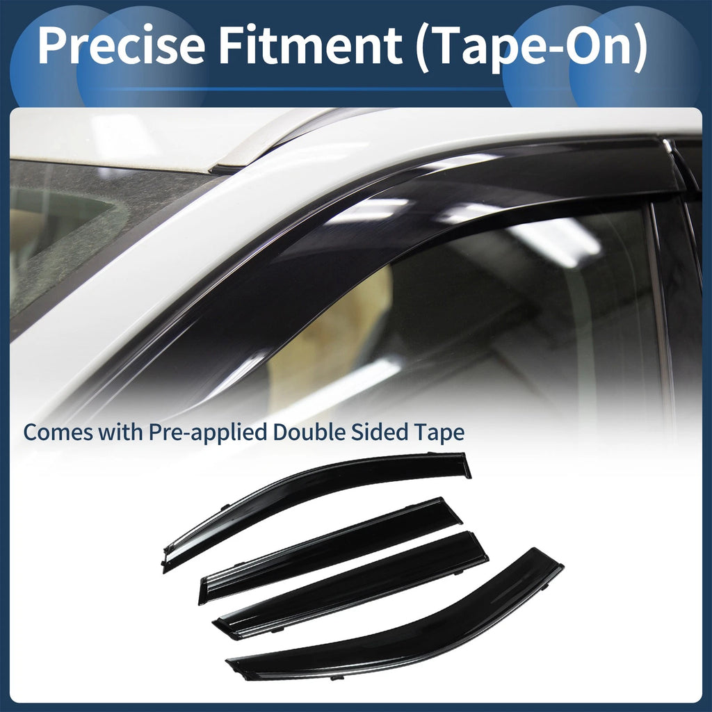 Set of 4 Window Deflectors for Kia Sorento (2011) - Side Vent Visors Black