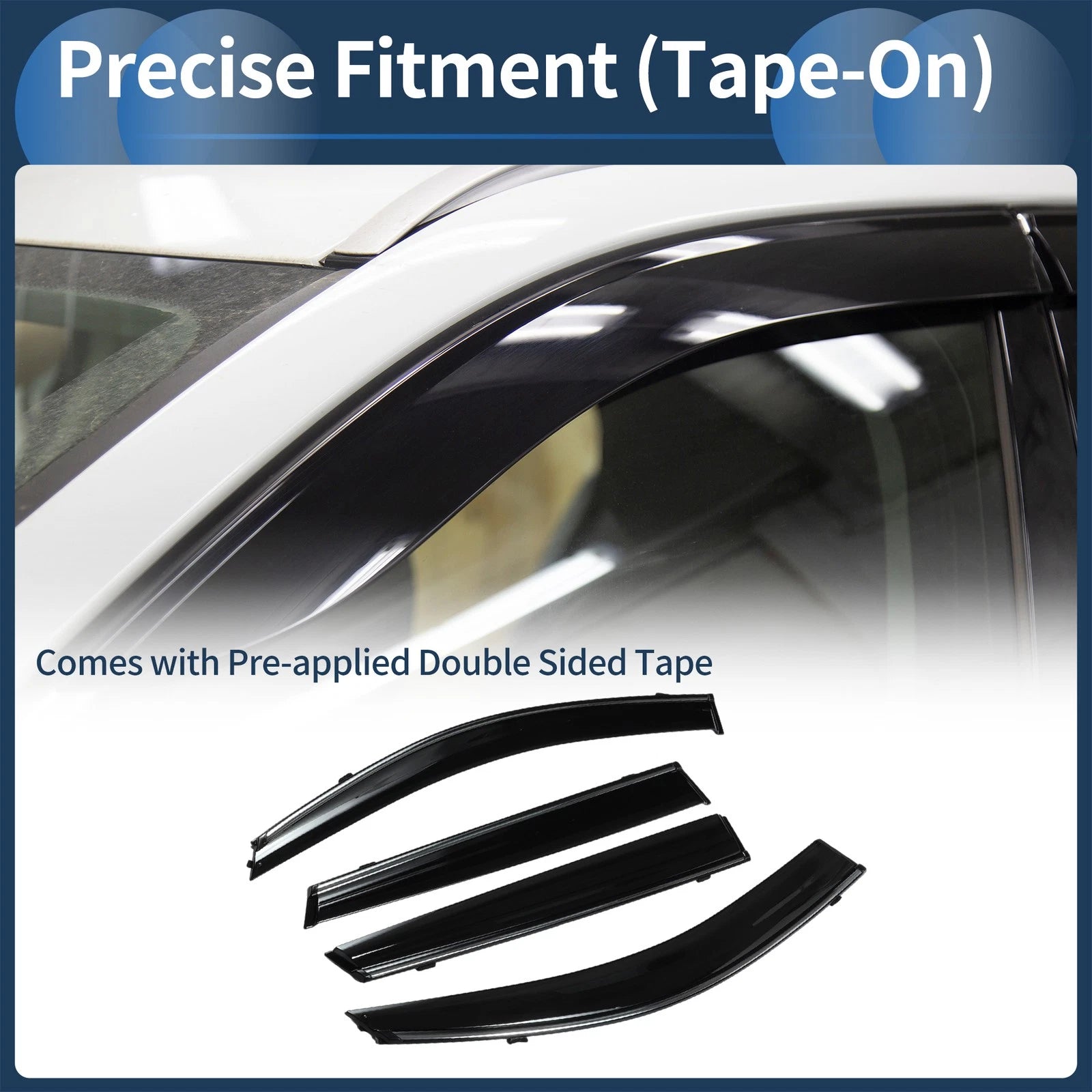 Set of 4 Window Deflectors for Kia Sorento (2011) - Side Vent Visors Black