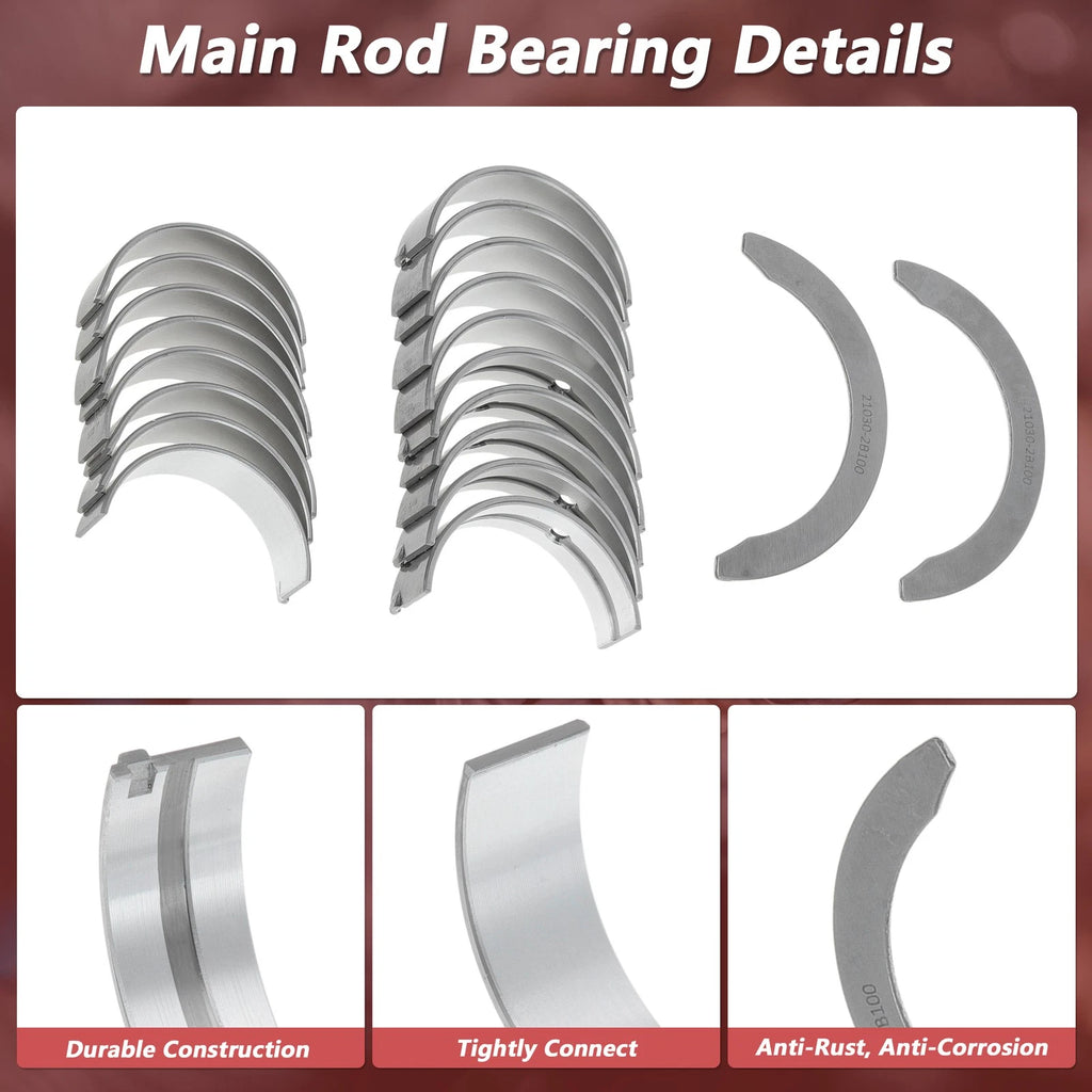 Main Bearing and Connecting Rod Bearing Kit No. 2102B000 for Hyundai Accent 