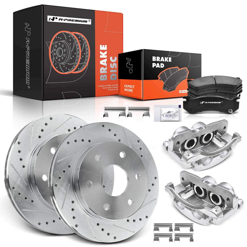 Set of 8 Front Drilled Brake Rotors and Pads for Chevy Silverado GMC 