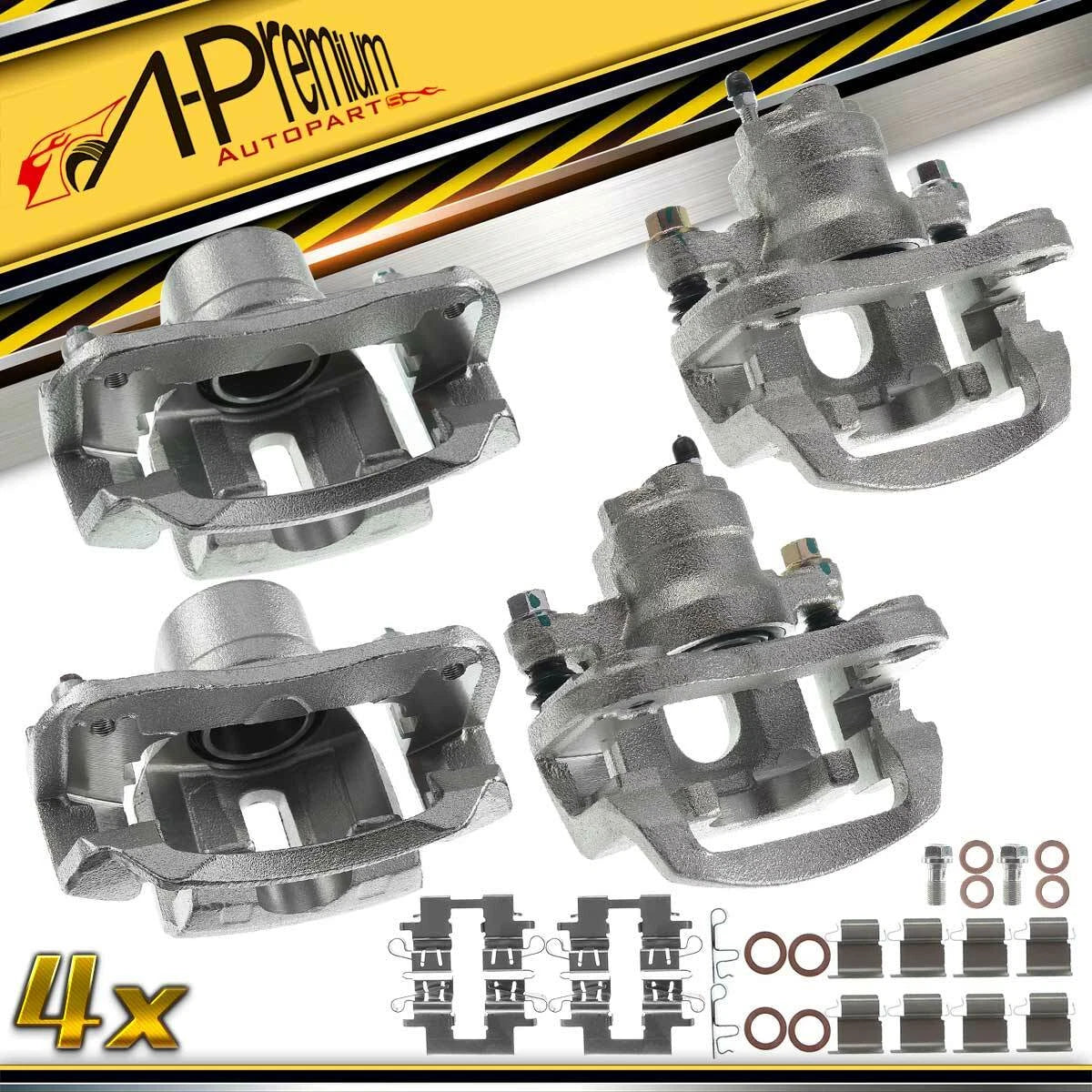 4x Front & Rear Brake Calipers w/ Bracket for Toyota Highlander (2004-2007)