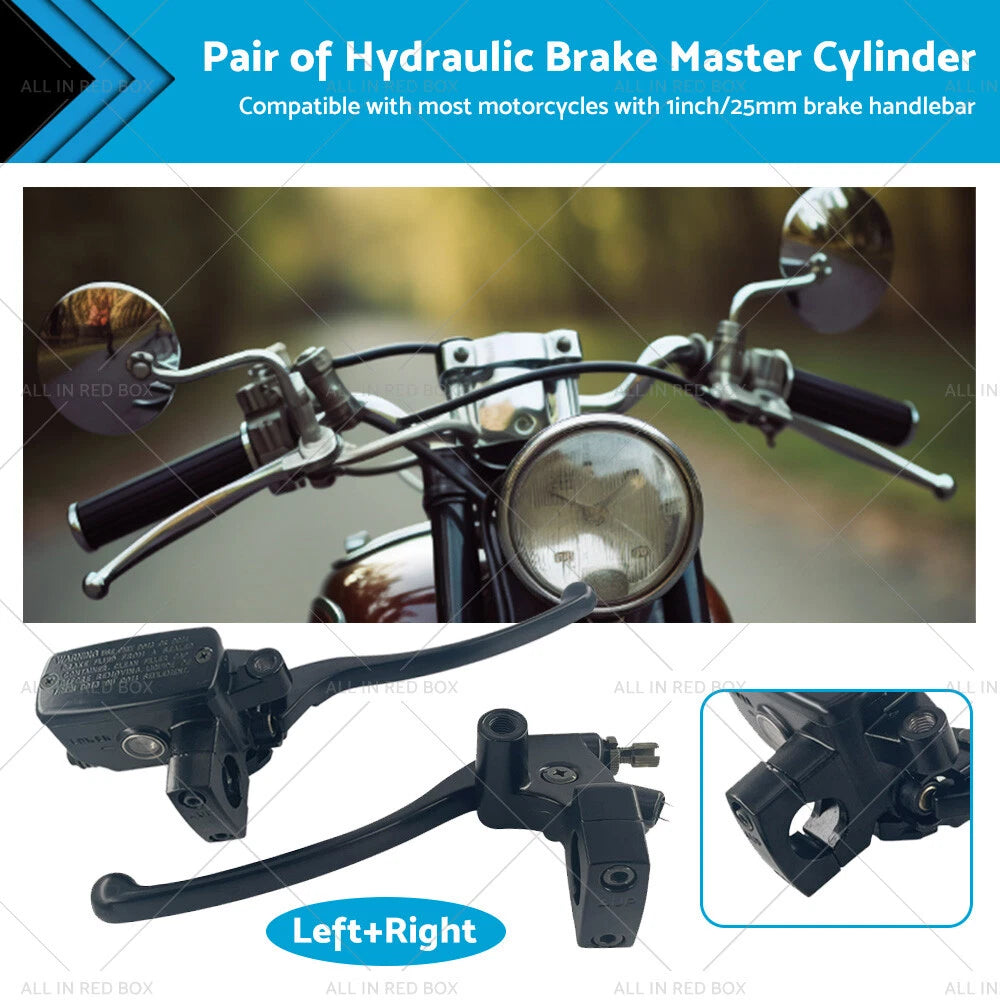 Pair of 1" 25mm Hydraulic Brake Clutch Master Cylinder Levers for Motorcycle
