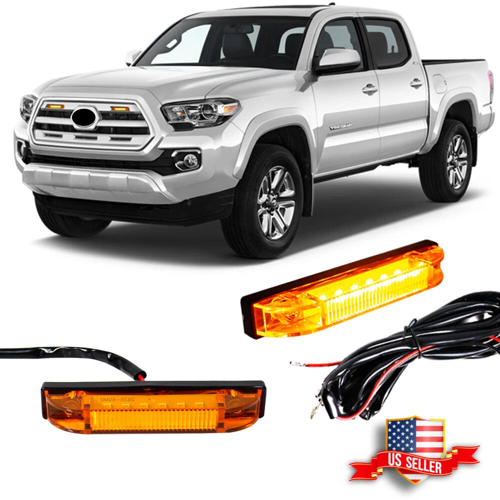 2X Amber LED Front Grille DRL Running Lights for Toyota Tacoma (2012–2023)