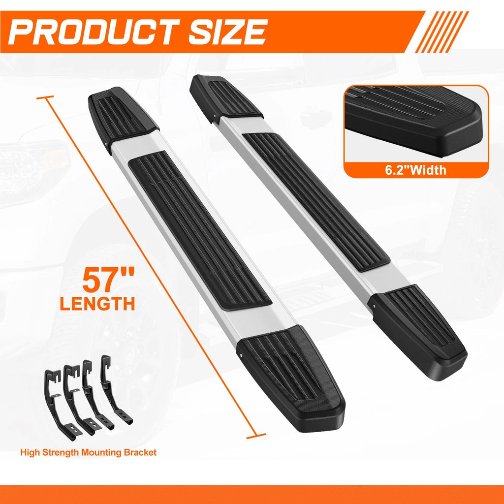 Set of 2 Aluminum Running Boards for Silverado/Sierra Regular Cab (2007–2019)