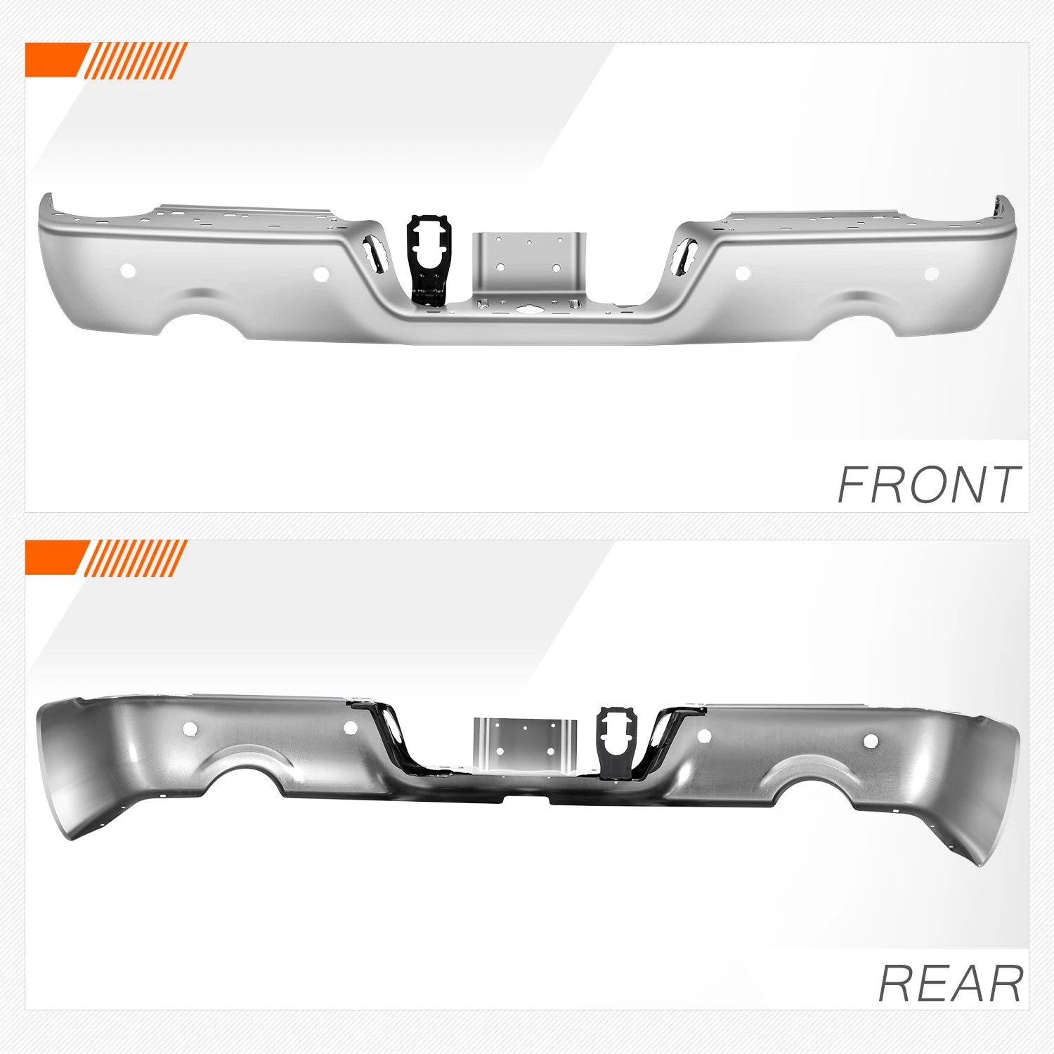 Rear Bumper for Dodge Ram 1500 (2009–2024) w/Dual Exhaust Cutouts, Sensor Holes