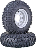 Set of 2 LIBRA 26X9-12 ATV Tires on 4-156 PCD 6-Ply Silver Wheel-10277