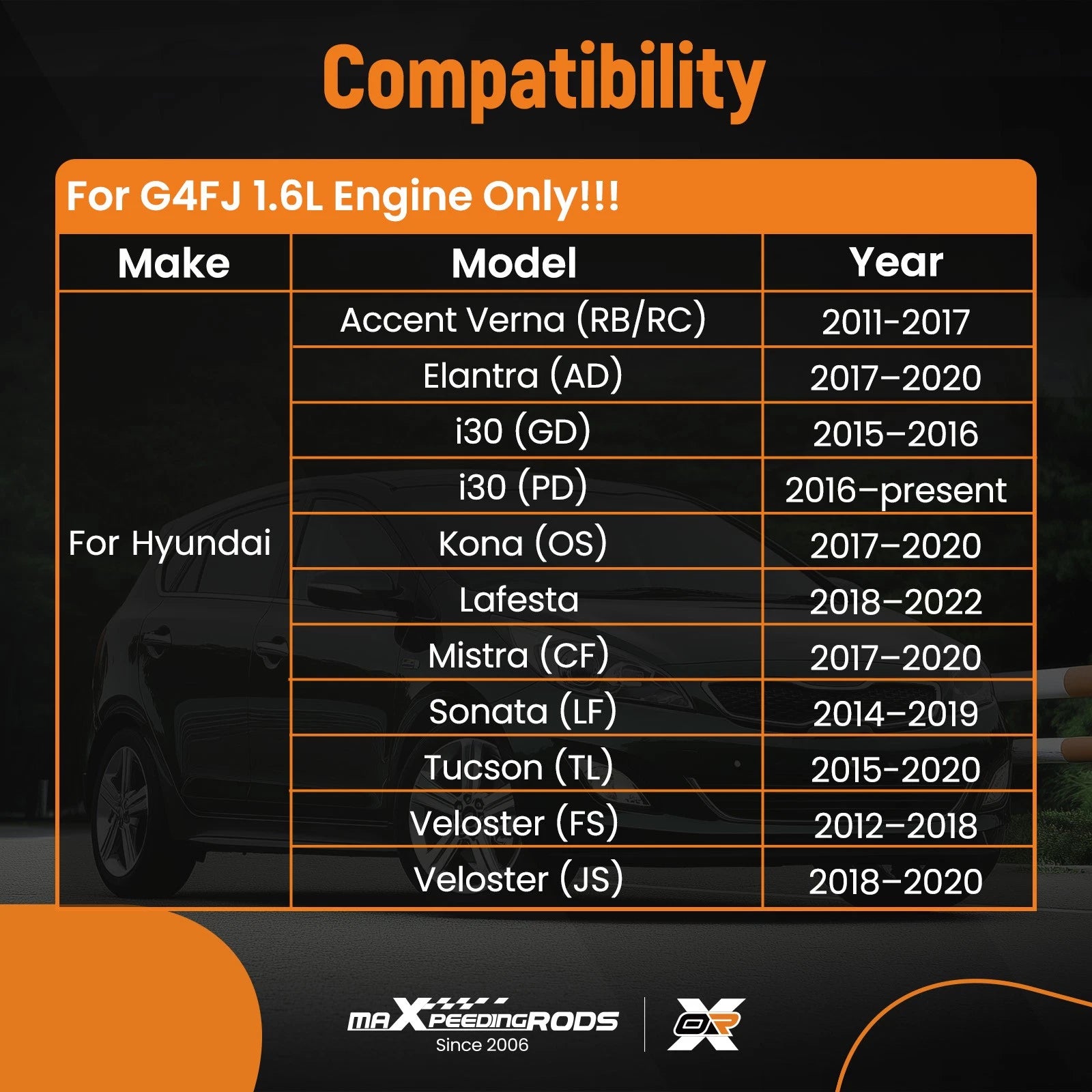 Engine Rebuild Piston Timing Kit & Crankshaft Rod Set for Hyundai KIA (G4FJ)