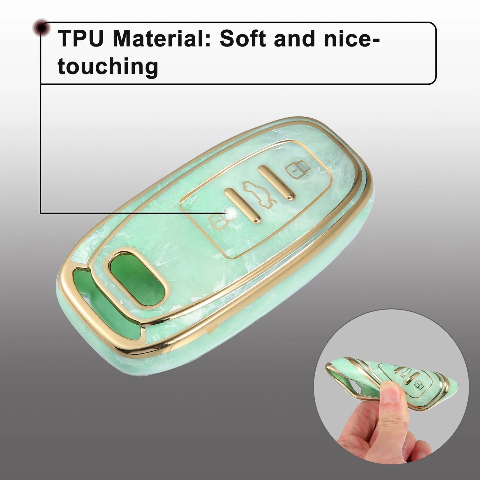 Key Fob Remote Control Cover 3 Button TPU Shell Green for Audi A6 (2012–2018)