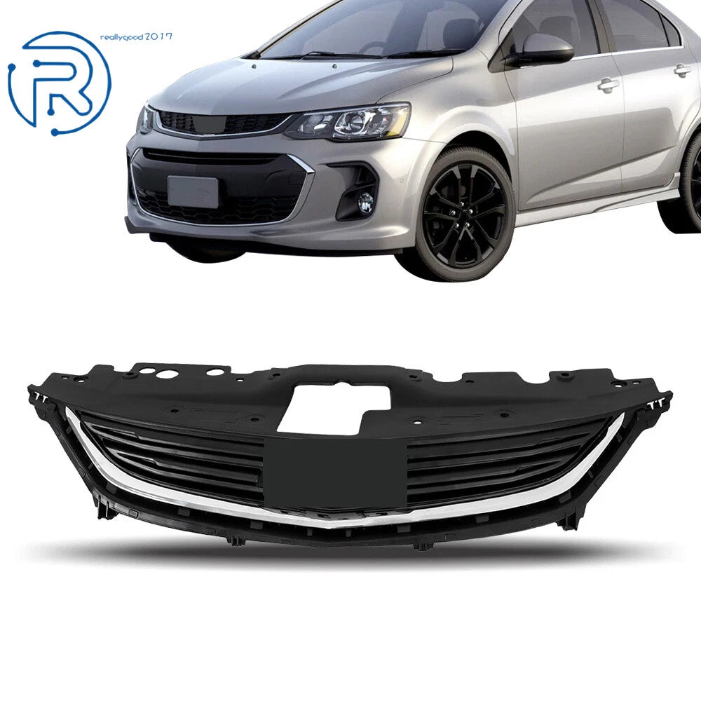 Front Upper Grille for Chevy Sonic (2017–2020) Matte Black Chrome