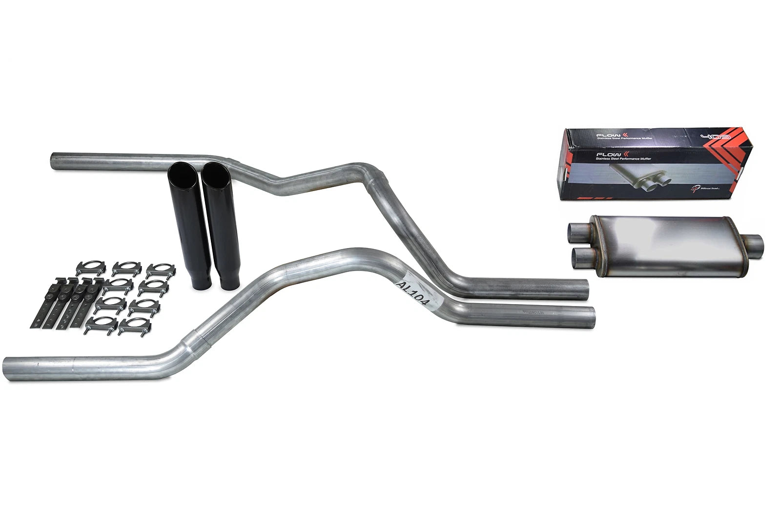 Dual Exhaust Muffler for Ford F-150 (1998–2003) 2.5" Stainless Black C T