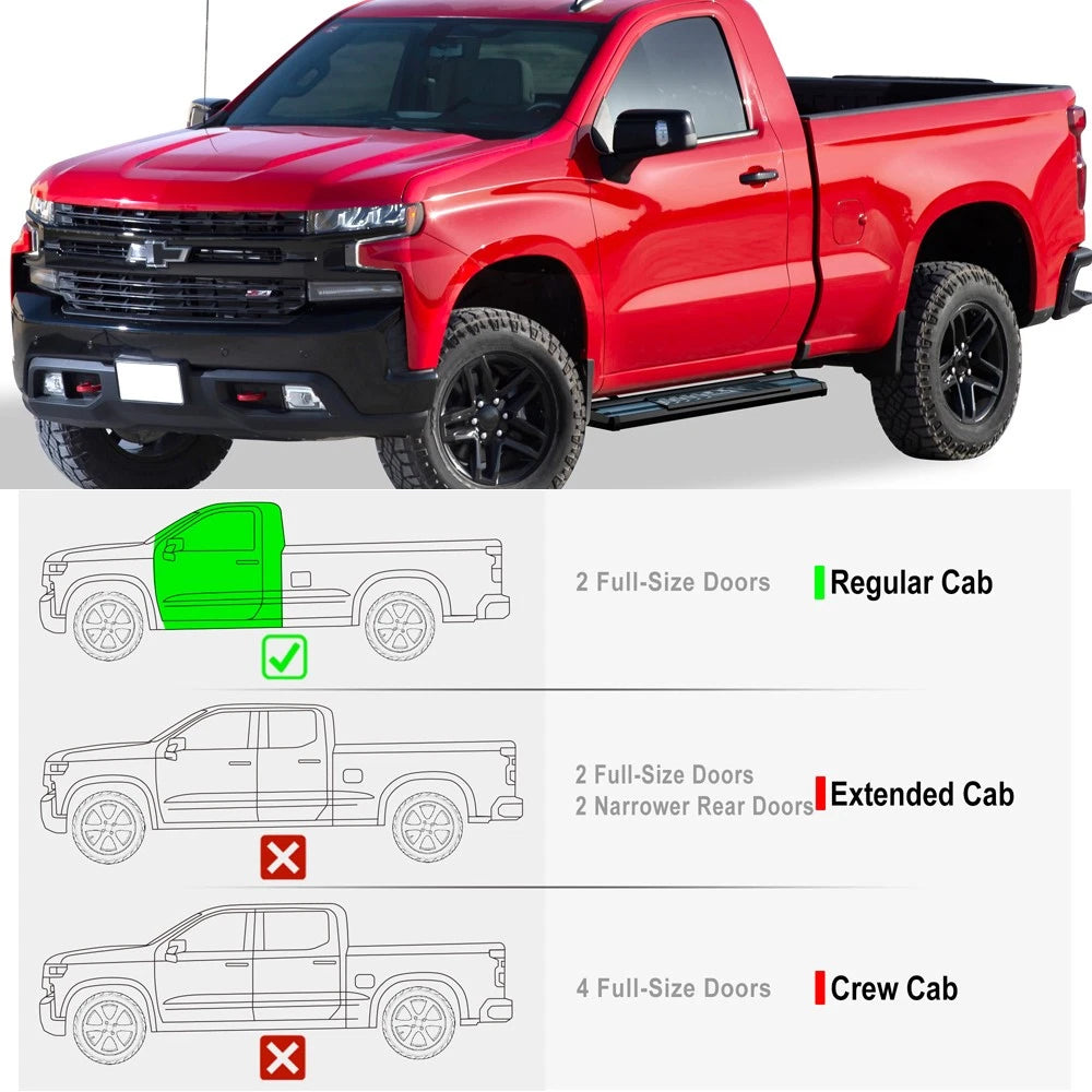 Set of 2 Black Nerf Bar Running Boards for Silverado Sierra (2019-2026)