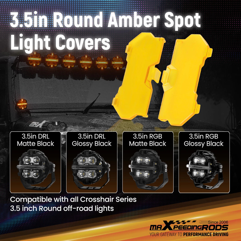 Amber Light Cover for maXpeedingrods 3.5" Round LED Driving Lights (N/A)